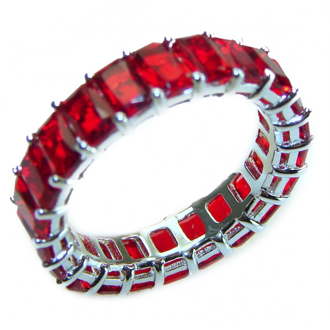 My Love Red Topaz .925 Sterling Silver Eternity Ring size 7