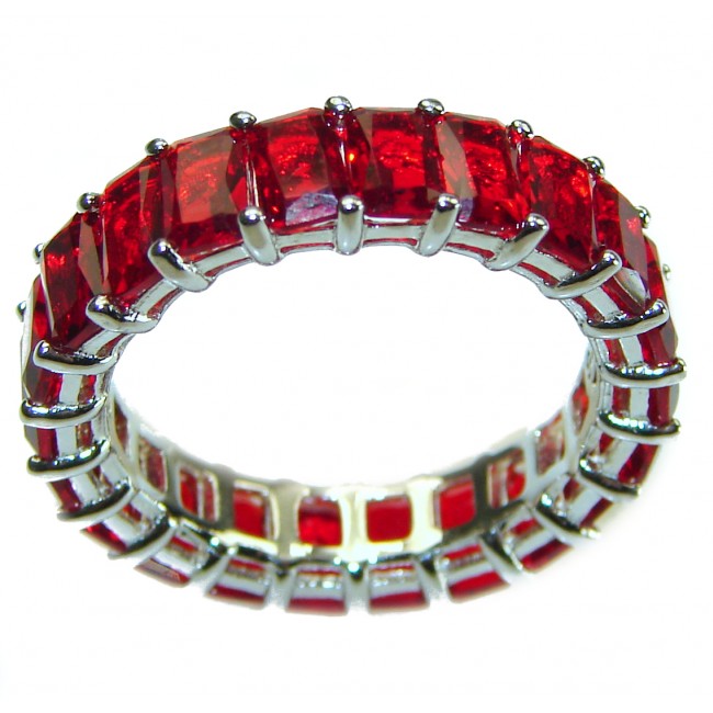 My Love Red Topaz .925 Sterling Silver Eternity Ring size 7