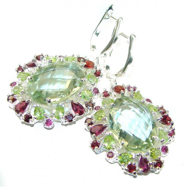 Exclusive Prasolite- Green Amethyst .925 Sterling Silver HANDCRAFTED Earrings