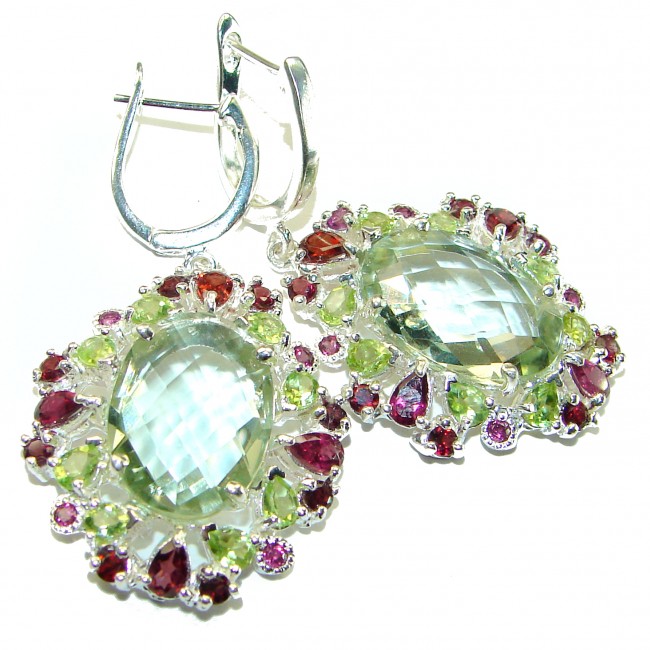 Exclusive Prasolite- Green Amethyst .925 Sterling Silver HANDCRAFTED Earrings