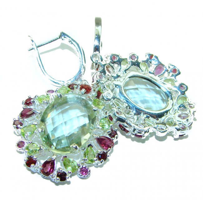 Exclusive Prasolite- Green Amethyst .925 Sterling Silver HANDCRAFTED Earrings