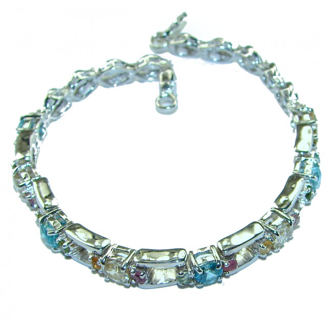 Genuine Apatite Citrine Tourmaline .925 Sterling Silver handcrafted Bracelet