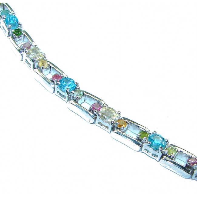 Genuine Apatite Citrine Tourmaline .925 Sterling Silver handcrafted Bracelet