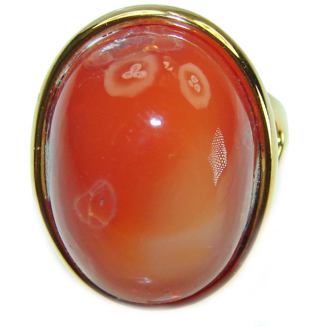 Queen of Fire best quality Mexican Opal 18K Gold over .925 Sterling Silver handmade ring 7 1/4