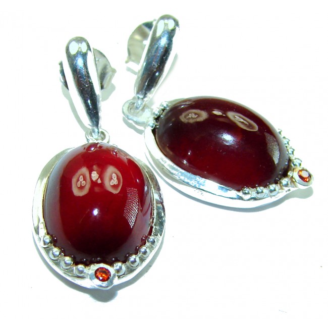 Happy moments Authentic 10.5ct Garnet .925 Sterling Silver handmade earrings