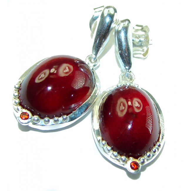 Happy moments Authentic 10.5ct Garnet .925 Sterling Silver handmade earrings