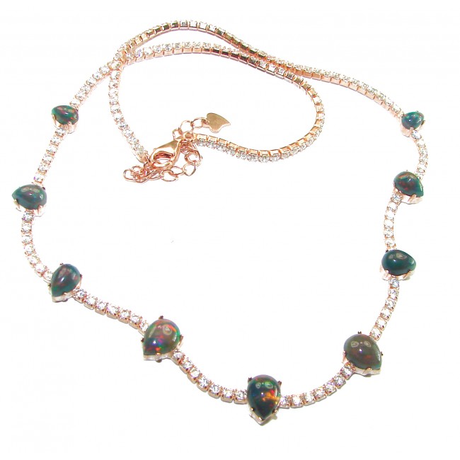 One of the kind Black Opal 14K Rose Gold over .925 Sterling Silver handmade necklace