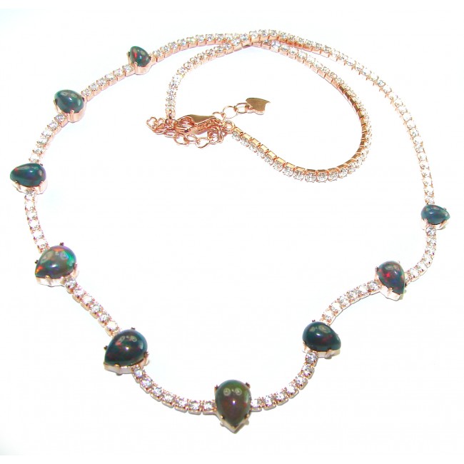 One of the kind Black Opal 14K Rose Gold over .925 Sterling Silver handmade necklace