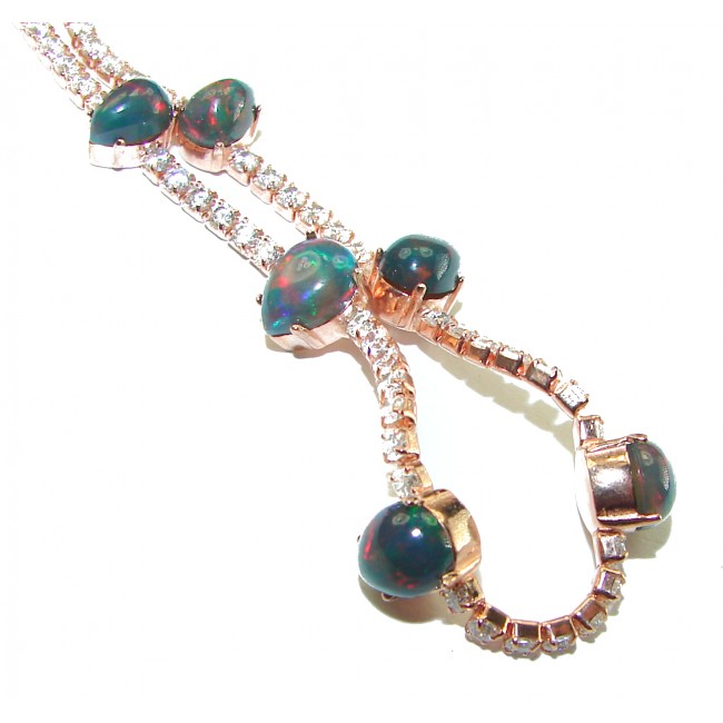 One of the kind Black Opal 14K Rose Gold over .925 Sterling Silver handmade necklace