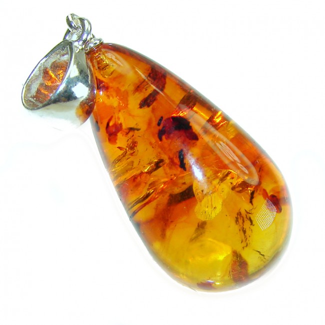 Royal Style authentic Baltic Amber .925 Sterling Silver handmade Pendant