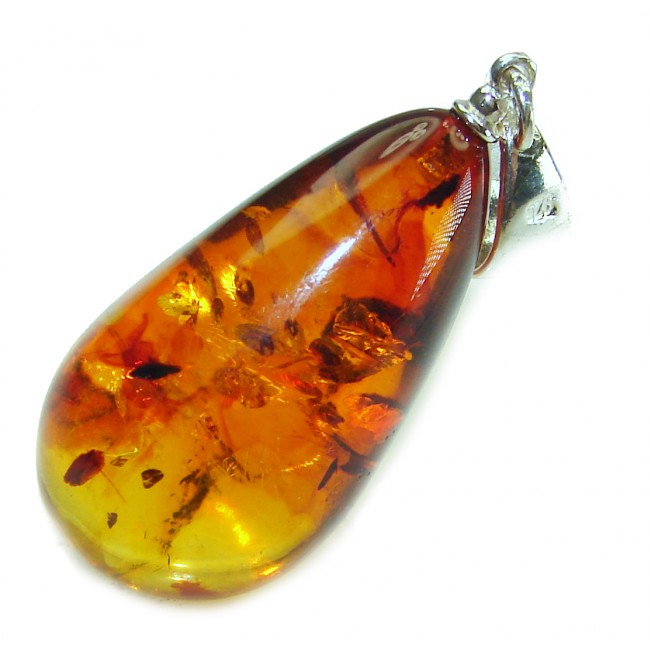 Royal Style authentic Baltic Amber .925 Sterling Silver handmade Pendant