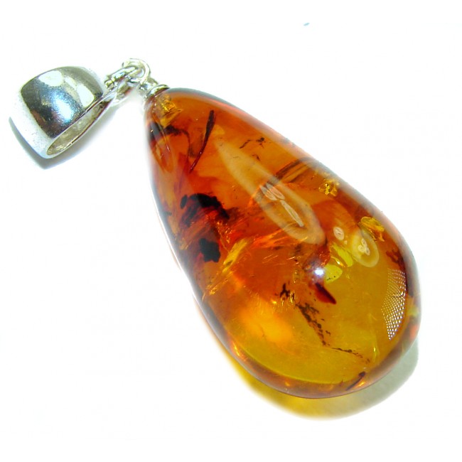 Royal Style authentic Baltic Amber .925 Sterling Silver handmade Pendant