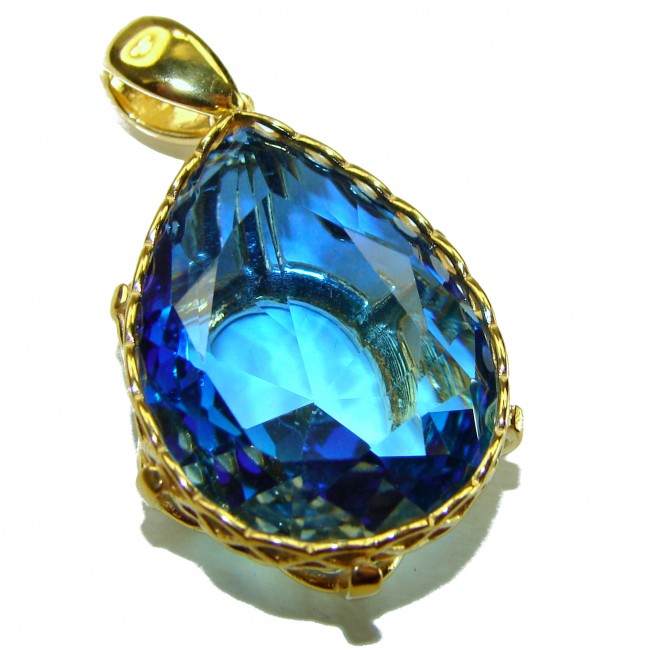 21.5 carat Blue Topaz 18K Gold over .925 Sterling Silver handmade Pendant