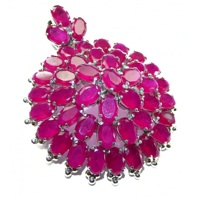 Precious Genuine Kasmir Ruby .925 Sterling Silver handmade Pendant - Brooch