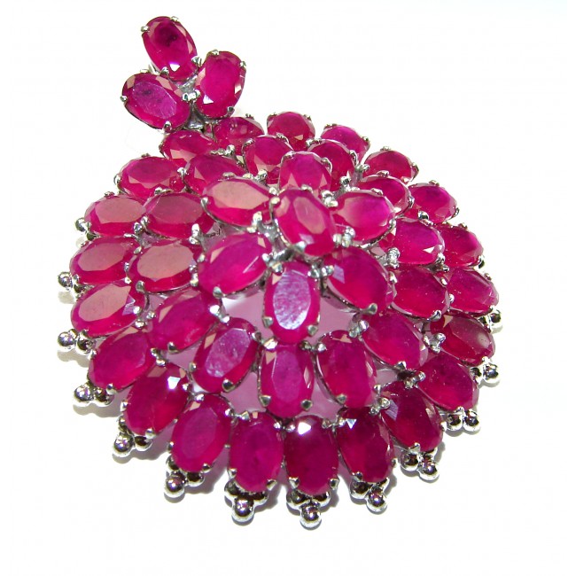 Precious Genuine Kasmir Ruby .925 Sterling Silver handmade Pendant - Brooch