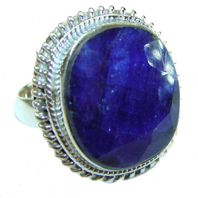 Luxurious Sapphire .925 Sterling Silver handcrafted Ring size 6 1/4