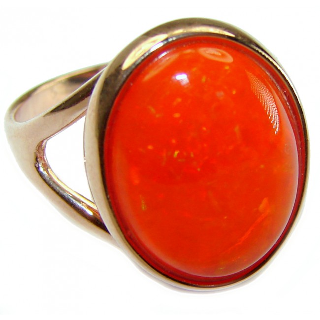 Orange Galaxy Ethiopian Opal 18K Rose Gold over .925 Sterling Silver handcrafted Ring size 8 1/4