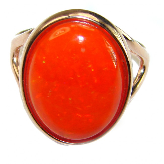 Orange Galaxy Ethiopian Opal 18K Rose Gold over .925 Sterling Silver handcrafted Ring size 8 1/4