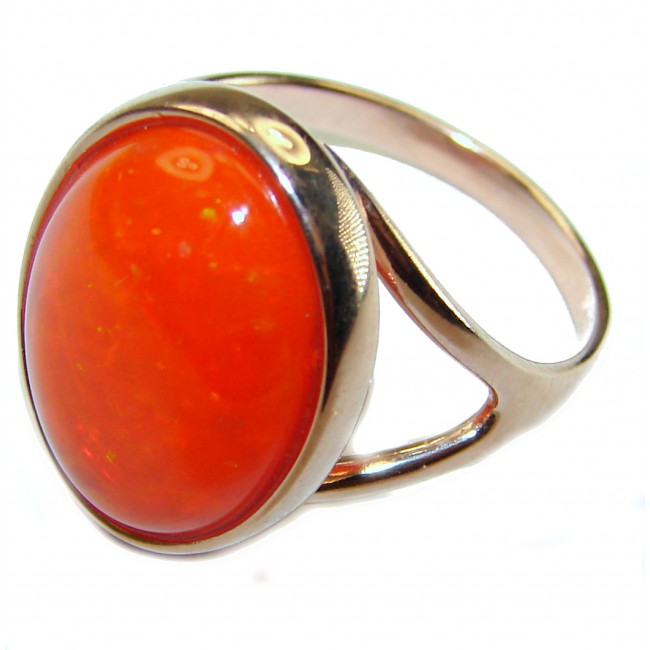 Orange Galaxy Ethiopian Opal 18K Rose Gold over .925 Sterling Silver handcrafted Ring size 8 1/4