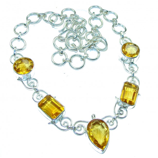 Outstanding Lemon Quartz .925 Sterling Silver handcrafted Statement necklace