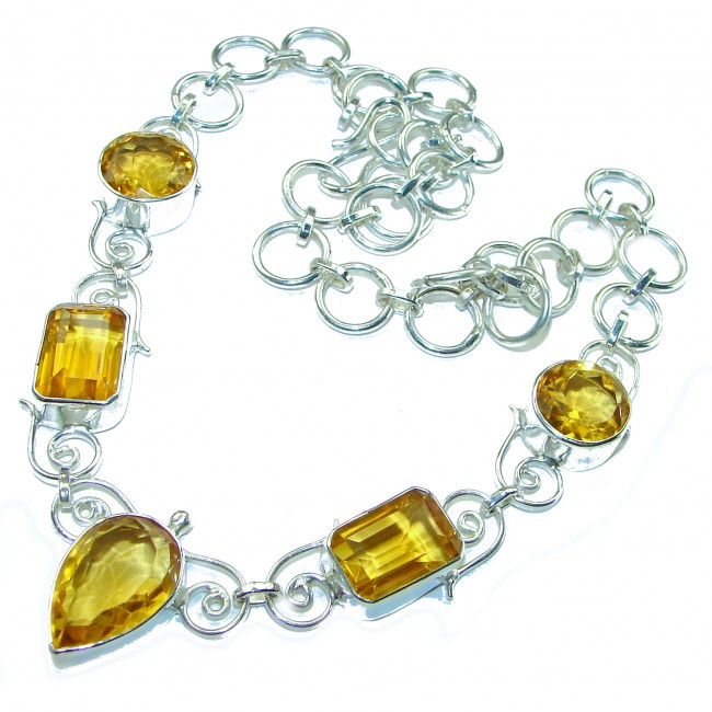 Outstanding Lemon Quartz .925 Sterling Silver handcrafted Statement necklace