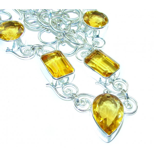 Outstanding Lemon Quartz .925 Sterling Silver handcrafted Statement necklace