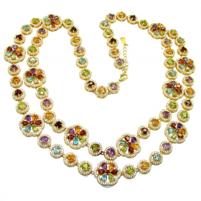 Summer Natural Multigem 18K Gold over .925 Sterling Silver handcrafted Necklace