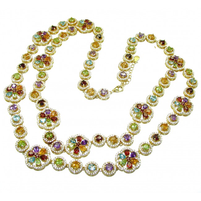 Summer Natural Multigem 18K Gold over .925 Sterling Silver handcrafted Necklace