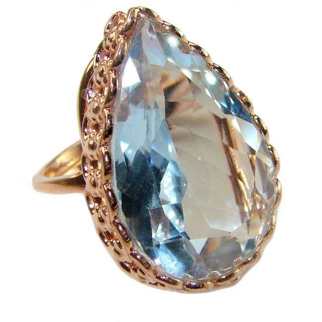 Precious 39.5 carat AQUAMARINE 14k Gold over .925 Sterling Silver Handcrafted Large Ring size 8