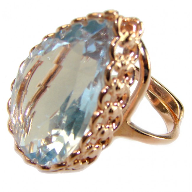 Precious 39.5 carat AQUAMARINE 14k Gold over .925 Sterling Silver Handcrafted Large Ring size 8