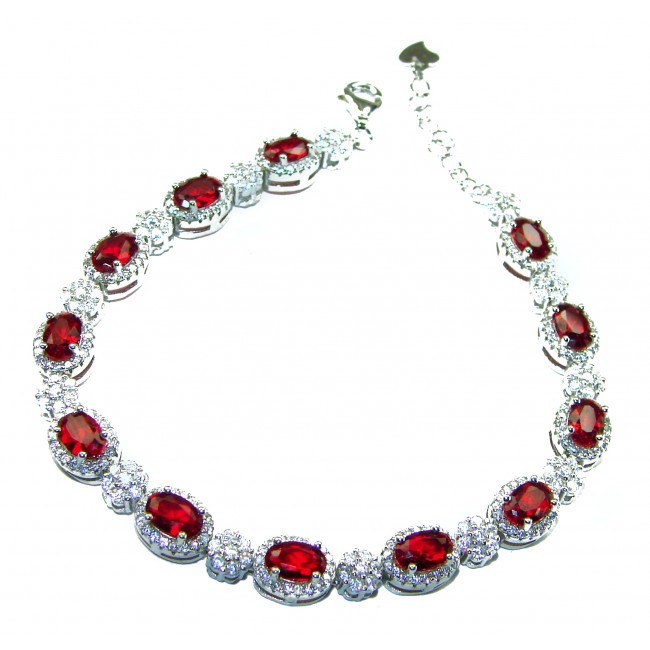 Mesmerizing Red Topaz .925 Sterling Silver handmade Bracelet