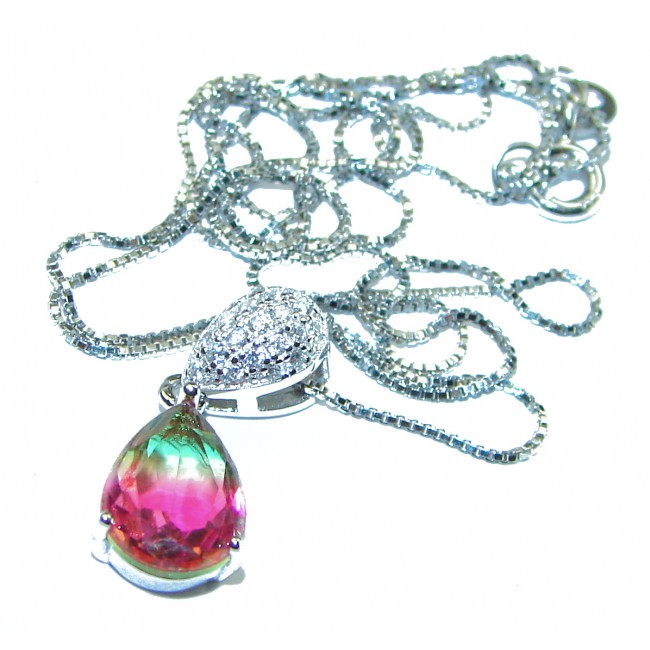 Graceful 3.5 carat Pink Tourmaline .925 Sterling Silver handcrafted necklace