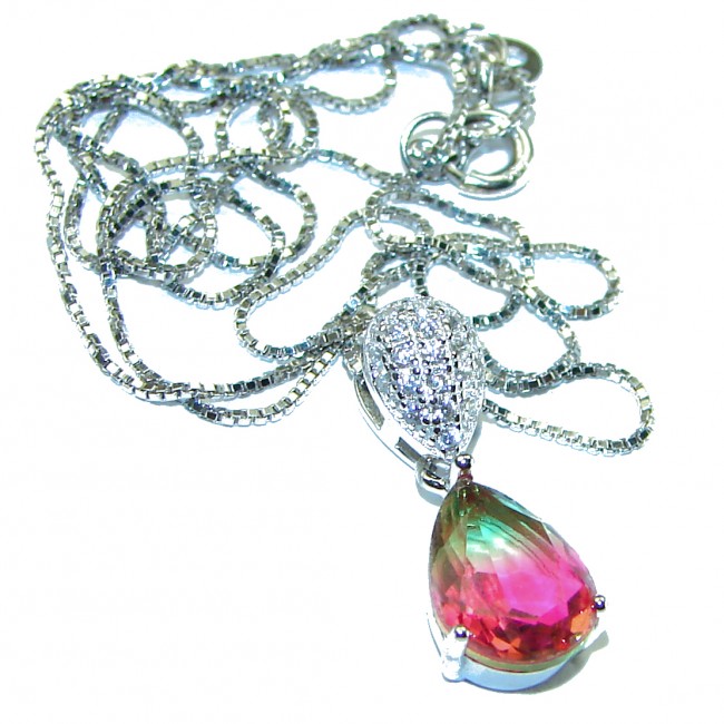 Graceful 3.5 carat Pink Tourmaline .925 Sterling Silver handcrafted necklace