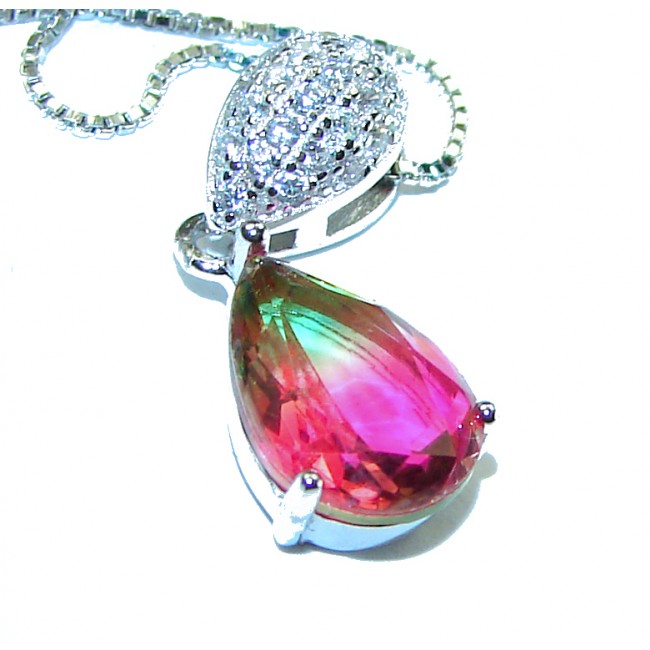 Graceful 3.5 carat Pink Tourmaline .925 Sterling Silver handcrafted necklace