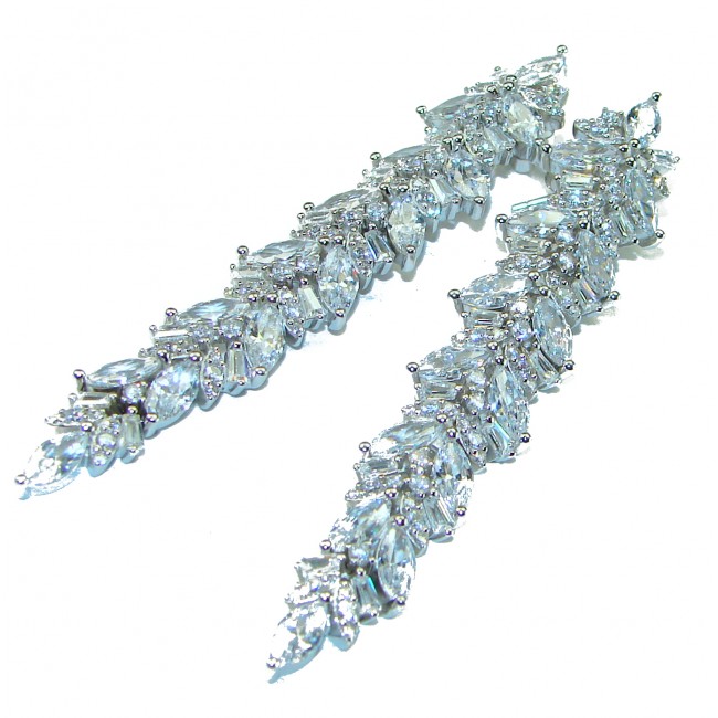 LONG Exclusive White Topaz .925 Sterling Silver .925 Sterling Silver handcrafted Earrings