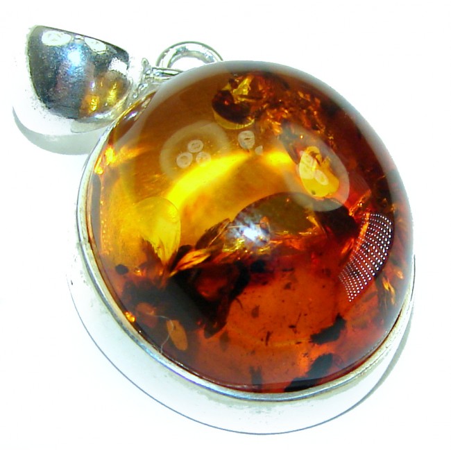 Royal Style authentic Baltic Amber .925 Sterling Silver handmade Pendant