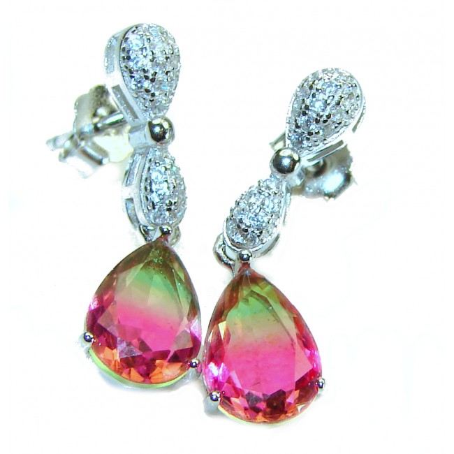 Pear shape 4.2 carat Tourmaline .925 Sterling Silver earrings