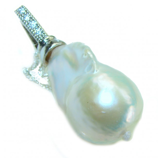 Precious genuine Mother of Pearl .925 Sterling Silver handcrafted Necklace