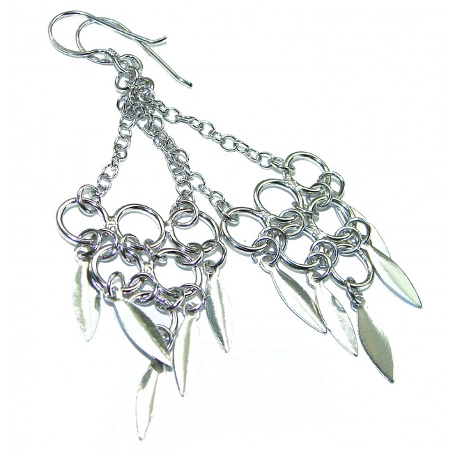 Free Spirit .925 Sterling Silver handmade Bali made long Earrings