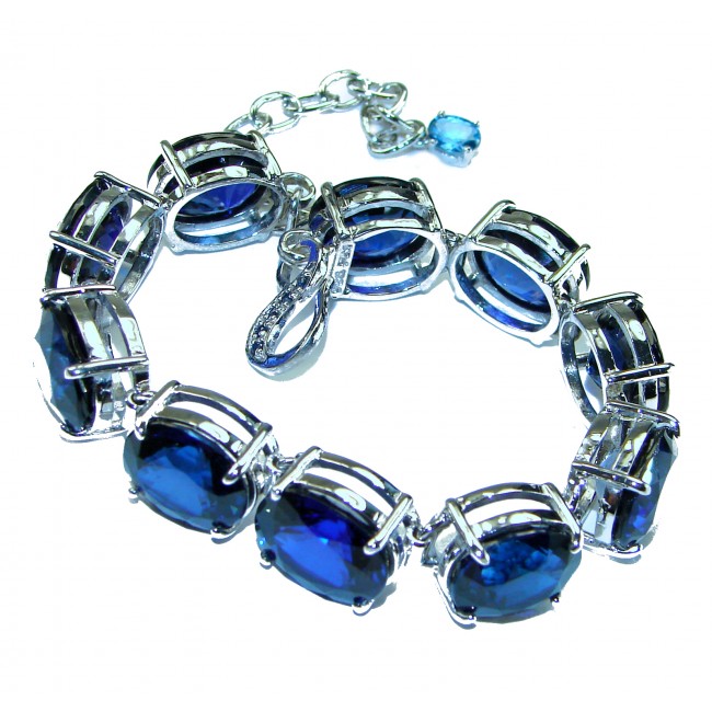 125.5 carat London Blue Topaz .925 Sterling Silver handcrafted Bracelet