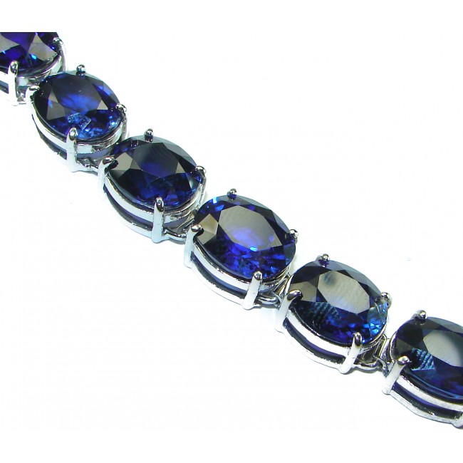 125.5 carat London Blue Topaz .925 Sterling Silver handcrafted Bracelet