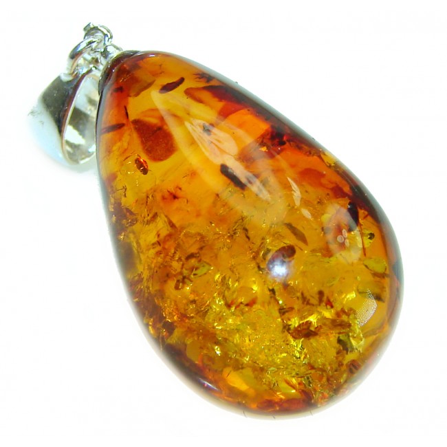 Royal Style authentic Baltic Amber .925 Sterling Silver handmade Pendant