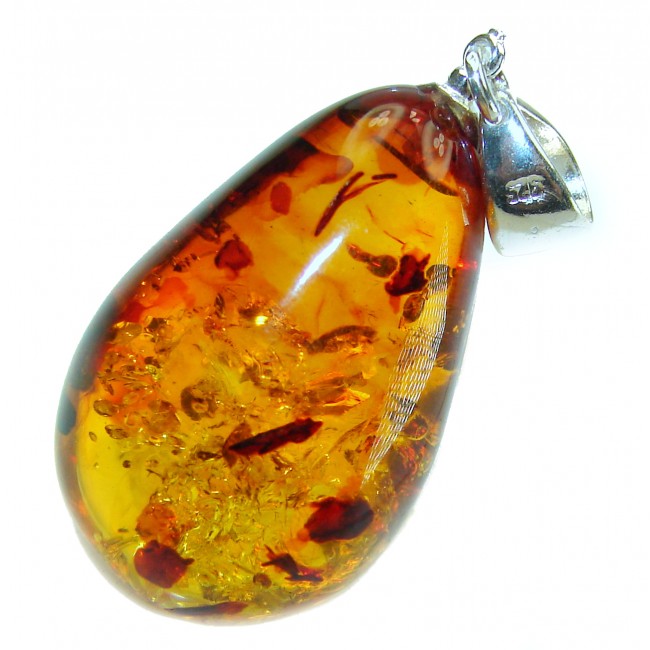 Royal Style authentic Baltic Amber .925 Sterling Silver handmade Pendant