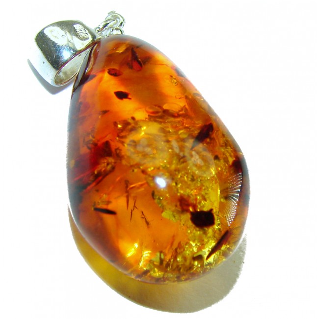 Royal Style authentic Baltic Amber .925 Sterling Silver handmade Pendant