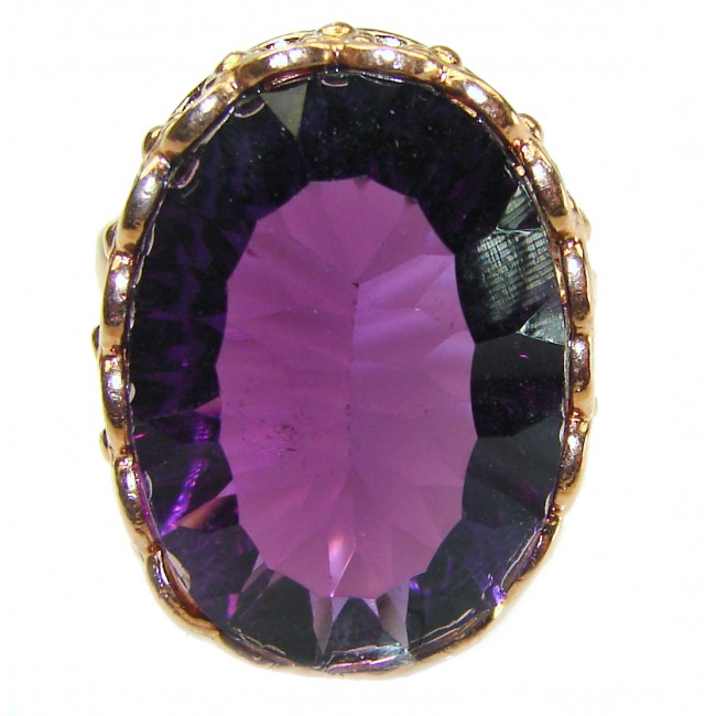 Dramatic design 15.8 carat Amethyst 14K Gold over .925 Sterling Silver Handcrafted Ring size 7 1/4