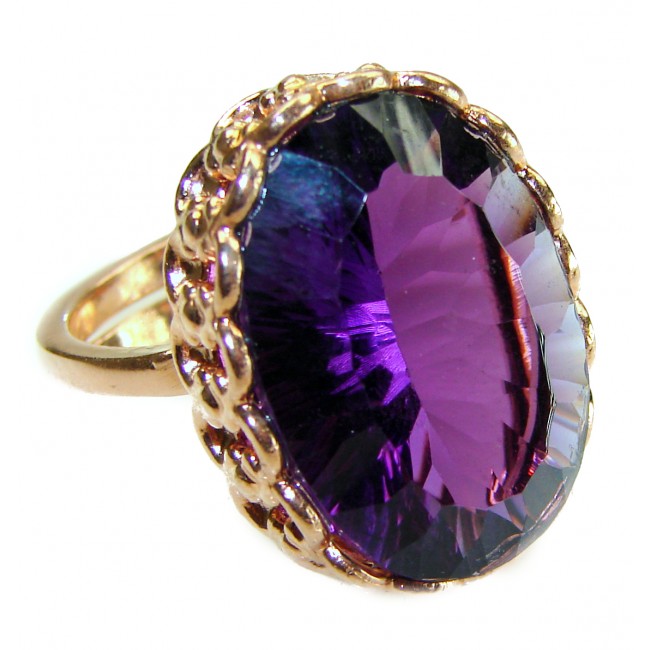 Dramatic design 15.8 carat Amethyst 14K Gold over .925 Sterling Silver Handcrafted Ring size 7 1/4