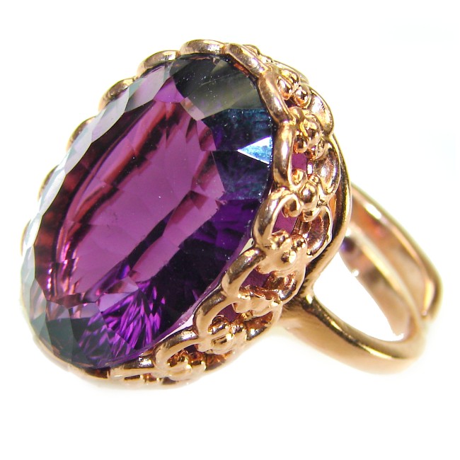 Dramatic design 15.8 carat Amethyst 14K Gold over .925 Sterling Silver Handcrafted Ring size 7 1/4