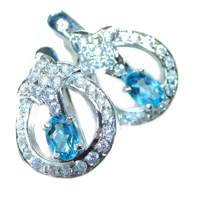 Purity Swiss Blue Topaz .925 Sterling Silver handmade Statement earrings