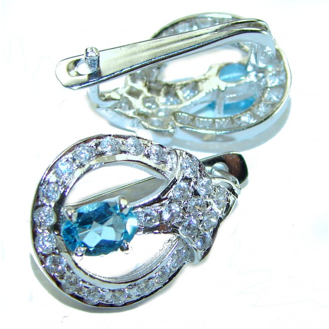 Purity Swiss Blue Topaz .925 Sterling Silver handmade Statement earrings