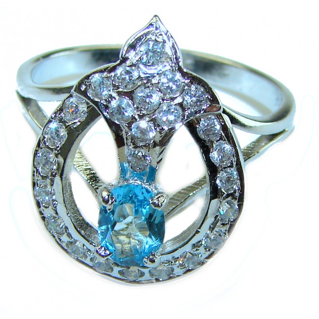 Blue Swiss Topaz .925 Sterling Silver handcrafted Ring size 10 1/4